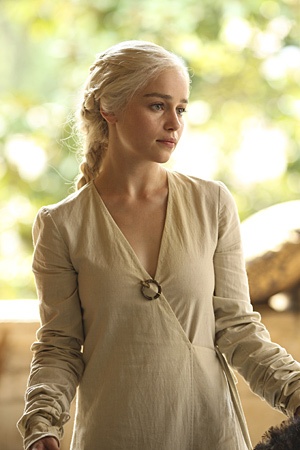 Daenerys Emilia Clarke in a simple robe prior to her marriage to Khal 